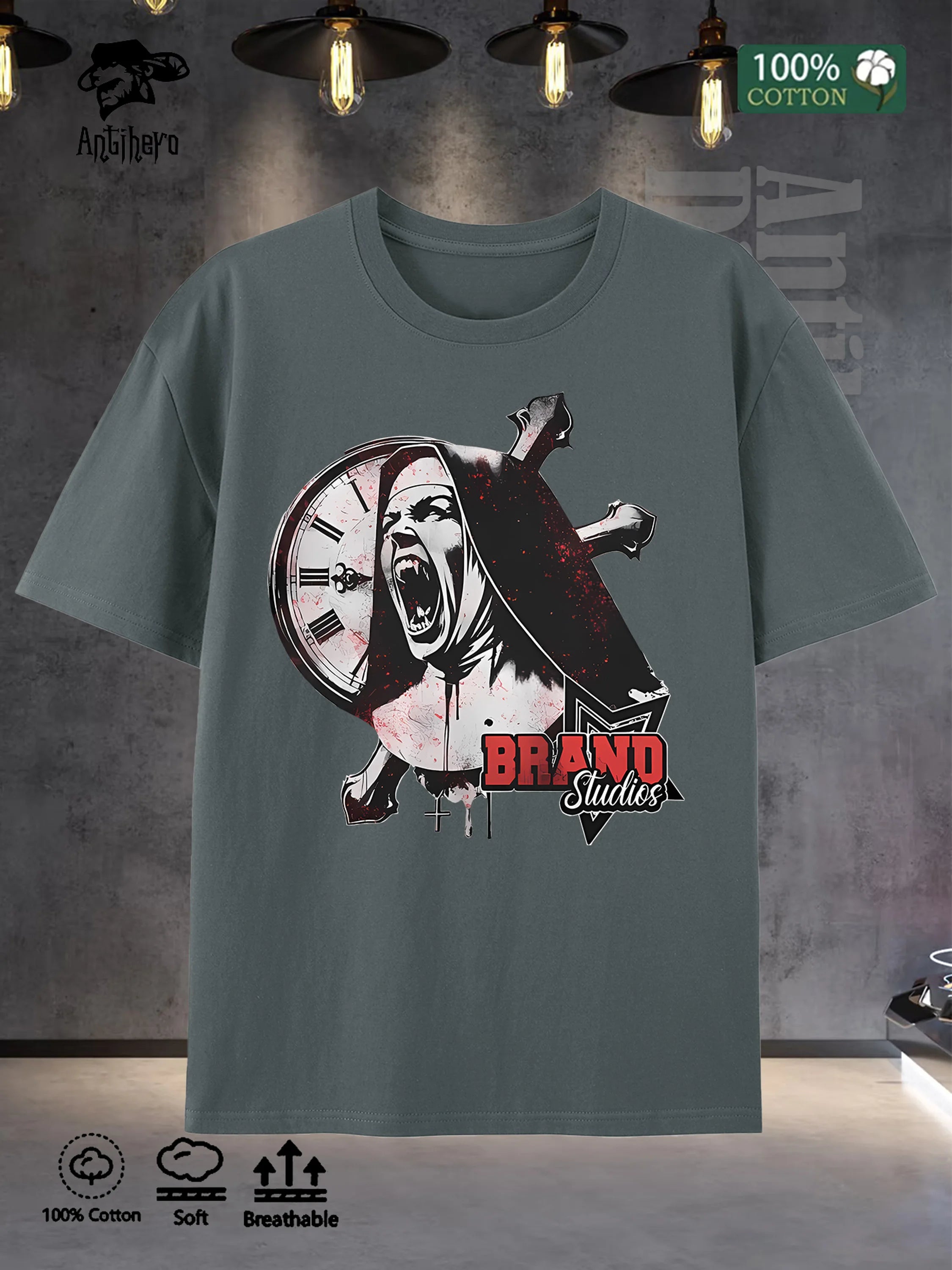 Mens Cotton T Shirt Oversized 5 Color Choices Round Neck Breathable 2025 US Stock
