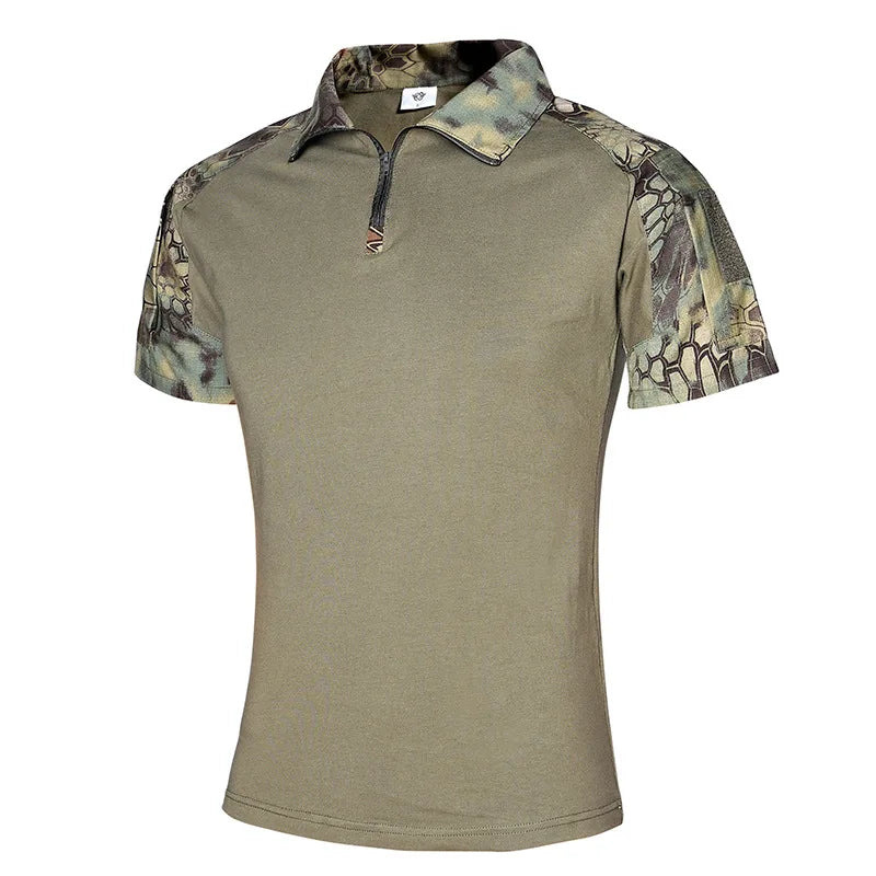 Camo Tactical Shirt Short Sleeve Quick Dry Combat T-Shirt Men's Camouflage Military Army T Shirt Outdoor Hunting Hiking Shirts
