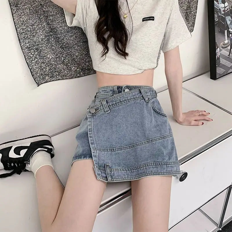 Jeans Skirts for Women High Waist Chorts Pants Woman Denim Skirt Sexy Coquette A Line Stylish Clothing Trend 2025 Aesthetic V