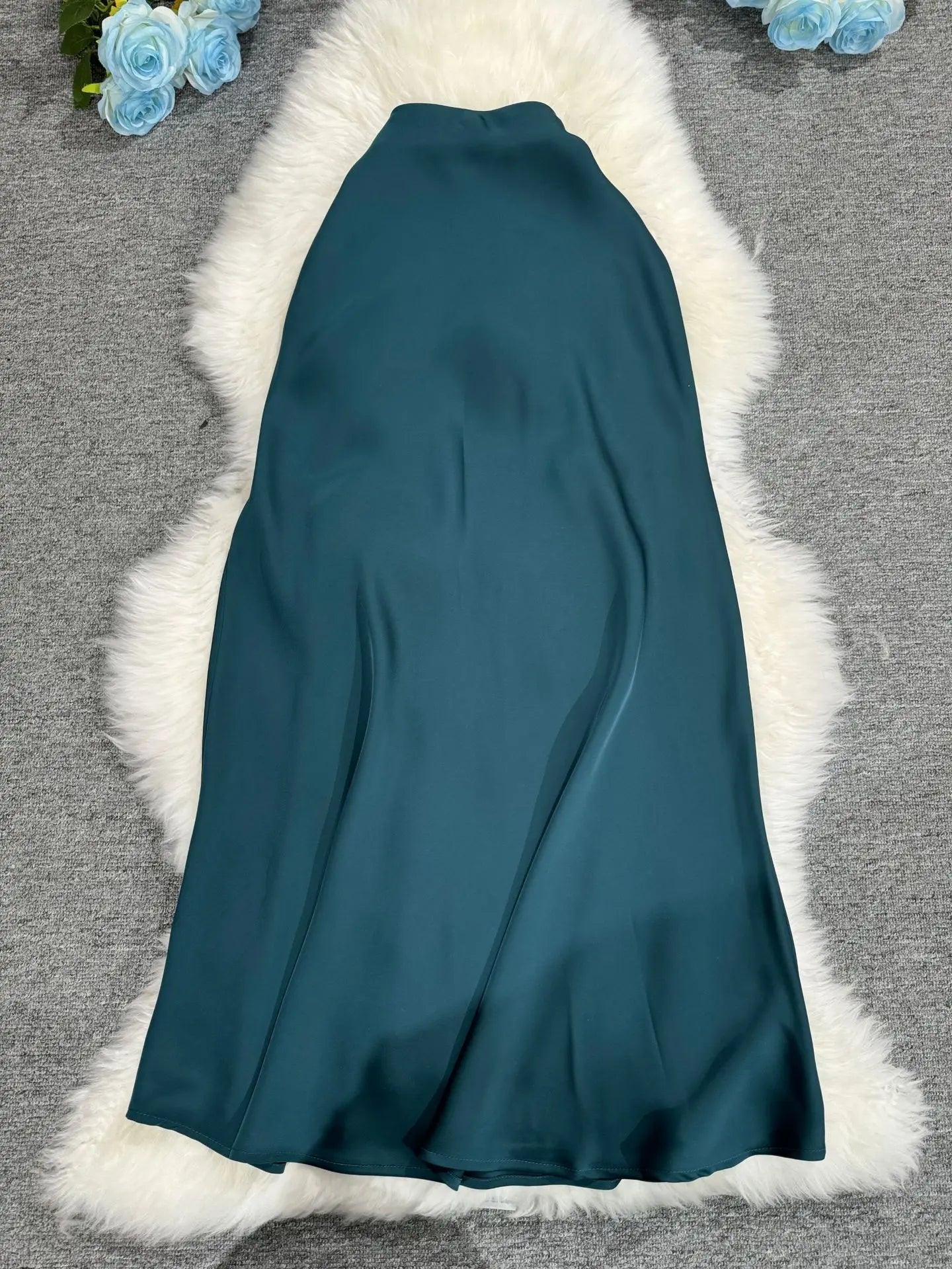 New In 2025 Women Spring Autumn Luxury Satin Long Skirts Female Elegant Office Lady High Waist Solid Color Faldas
