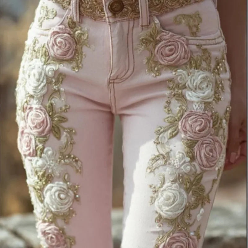 Fashion Floral Print Pants For Women Boho Holiday High Waist Long Pants Lady Casual Streetwear Clubwear Women's Clothing Spring