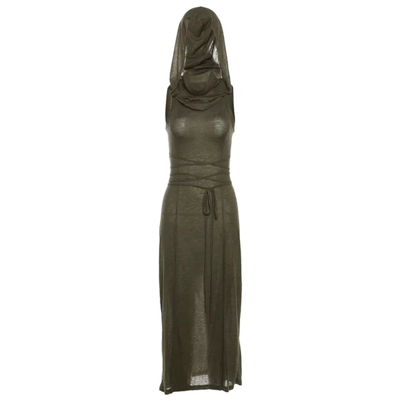 2023 Summer Fashion Trend Women's Clothing New Hooded Loose Hem Slit Personalized Dress Party Dress Club Clothing
