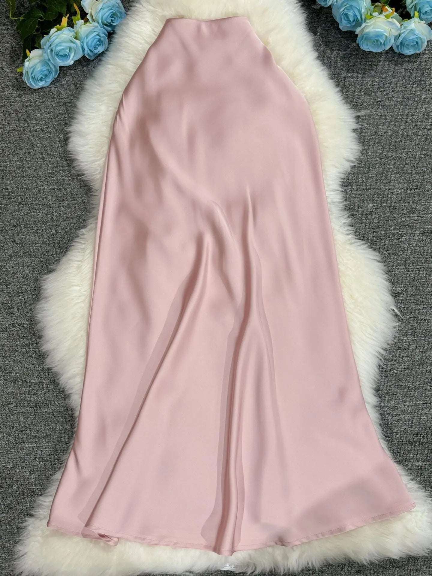 New In 2025 Women Spring Autumn Luxury Satin Long Skirts Female Elegant Office Lady High Waist Solid Color Faldas