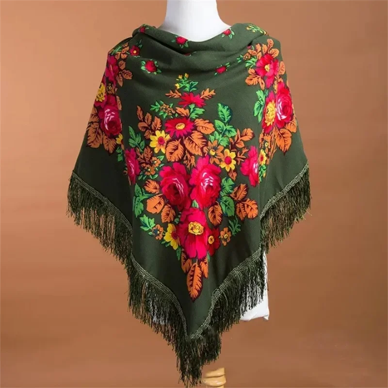 Russian Scarf for Women Square Handkerchief Floral Colorful Cotton Ethnic Girl's Head Wrap Lucky Party Daily Babushka Scarves