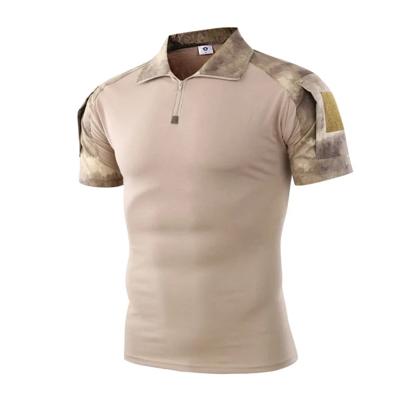 Camo Tactical Shirt Short Sleeve Quick Dry Combat T-Shirt Men's Camouflage Military Army T Shirt Outdoor Hunting Hiking Shirts