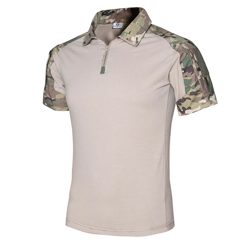 Camo Tactical Shirt Short Sleeve Quick Dry Combat T-Shirt Men's Camouflage Military Army T Shirt Outdoor Hunting Hiking Shirts