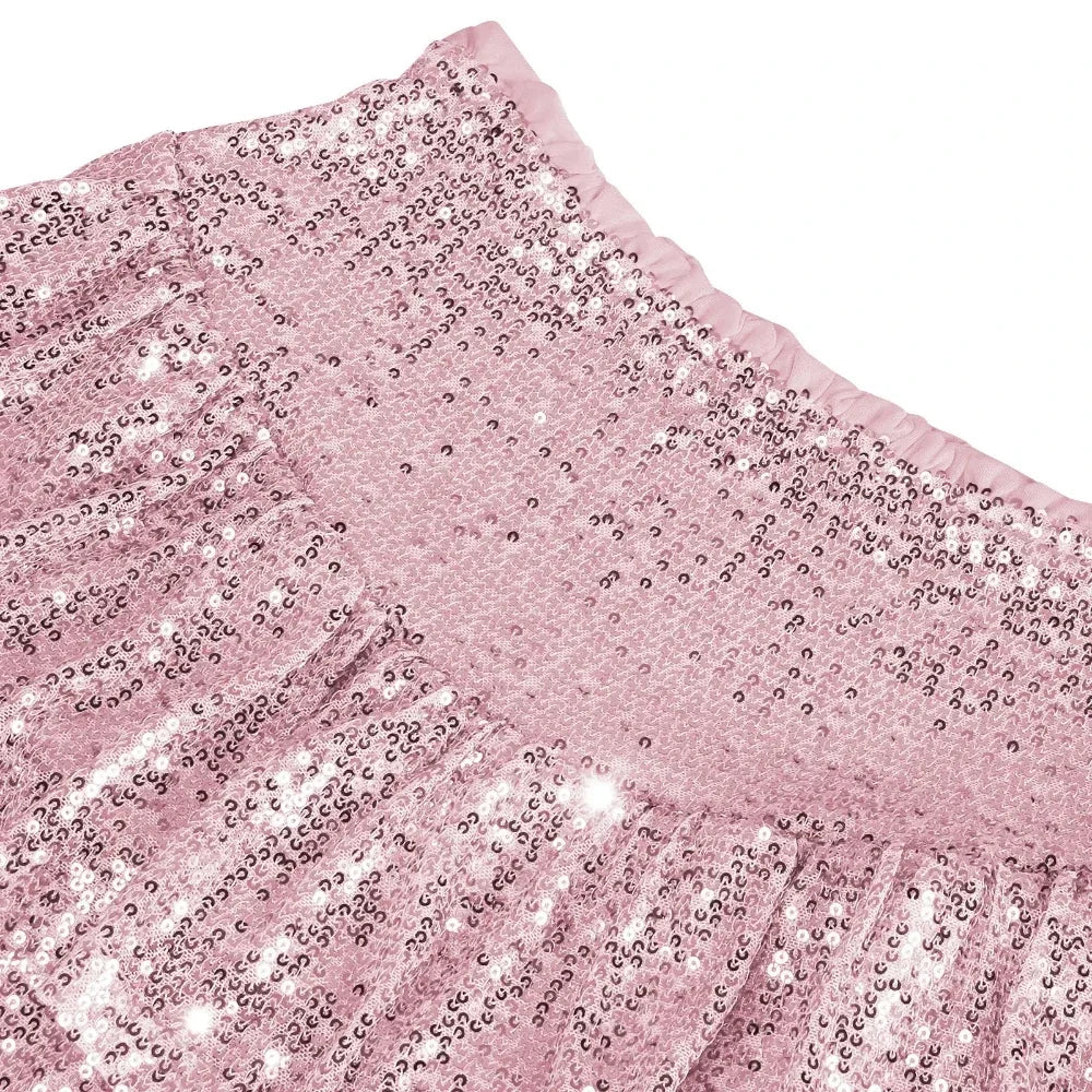 2026 Bling Sequined Sexy Mini Skirts for Women African Party Evening Pleated Skirts Spring Summer High Waist Solid A-LINE Skirt