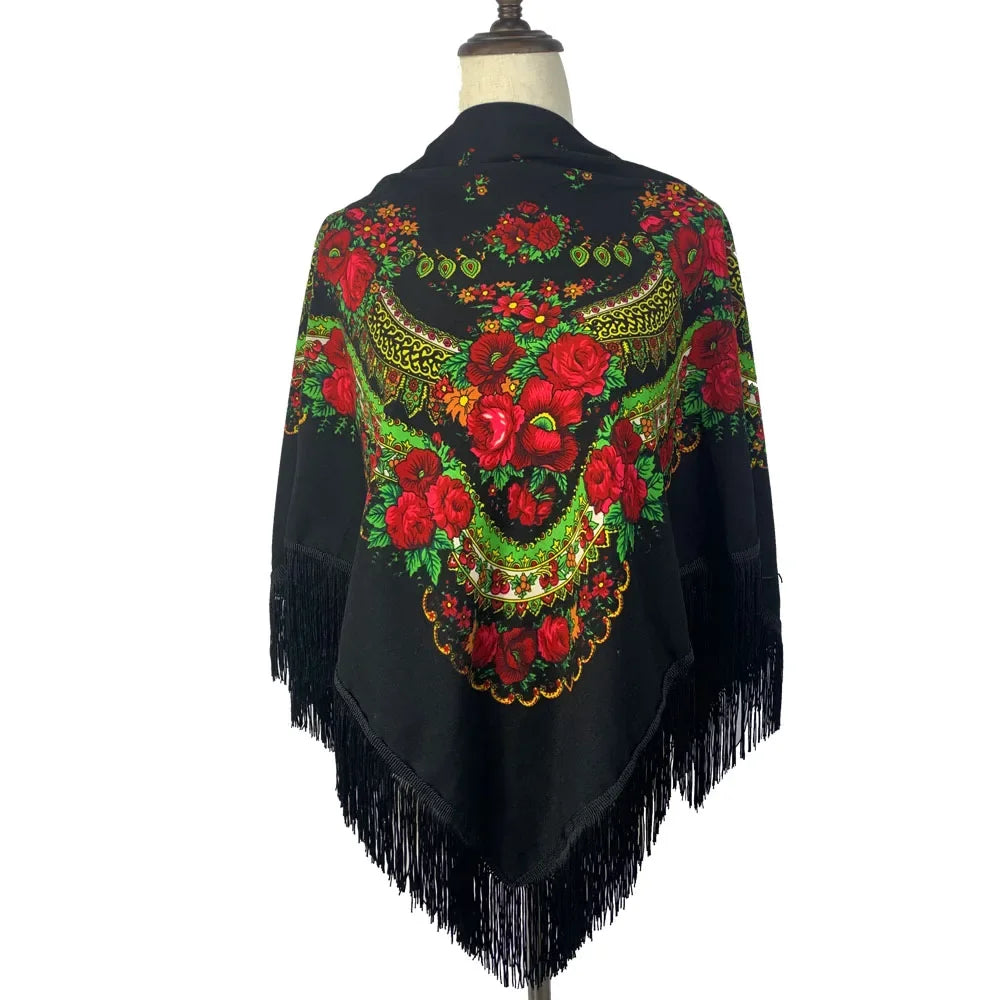 Russian Scarf for Women Square Handkerchief Floral Colorful Cotton Ethnic Girl's Head Wrap Lucky Party Daily Babushka Scarves