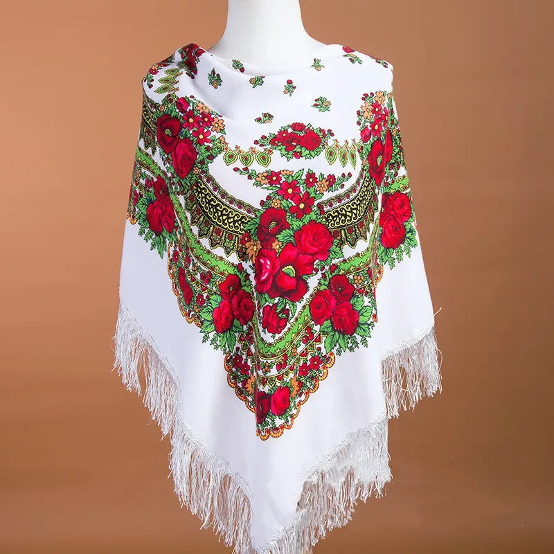 Russian Scarf for Women Square Handkerchief Floral Colorful Cotton Ethnic Girl's Head Wrap Lucky Party Daily Babushka Scarves