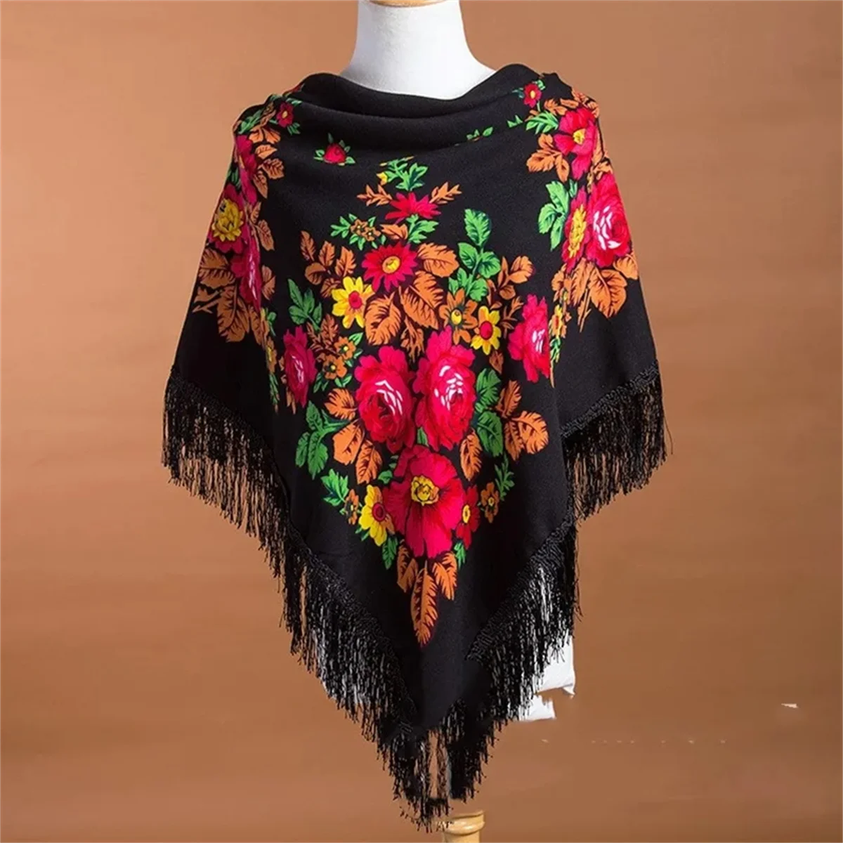 Russian Scarf for Women Square Handkerchief Floral Colorful Cotton Ethnic Girl's Head Wrap Lucky Party Daily Babushka Scarves