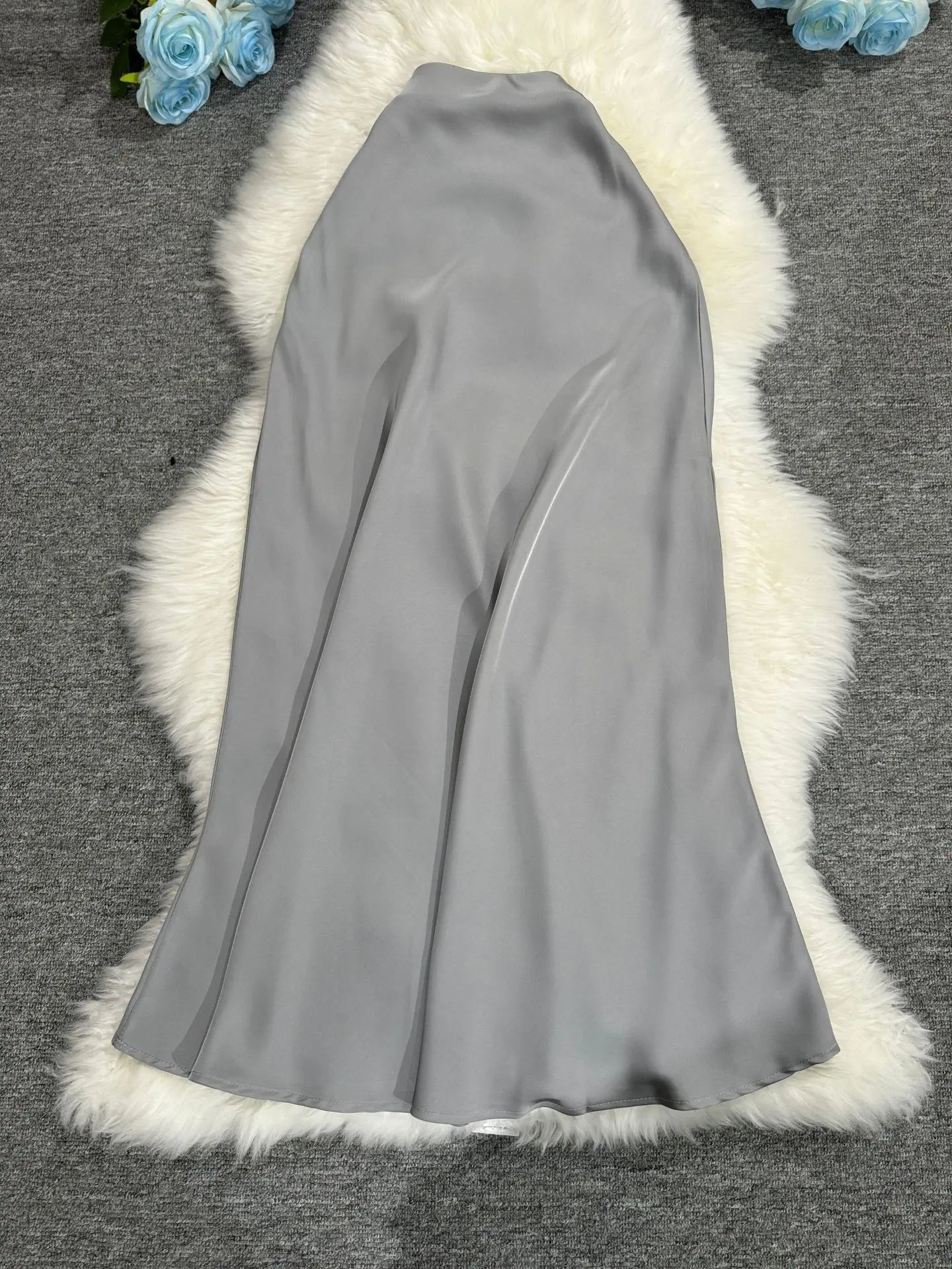 New In 2025 Women Spring Autumn Luxury Satin Long Skirts Female Elegant Office Lady High Waist Solid Color Faldas
