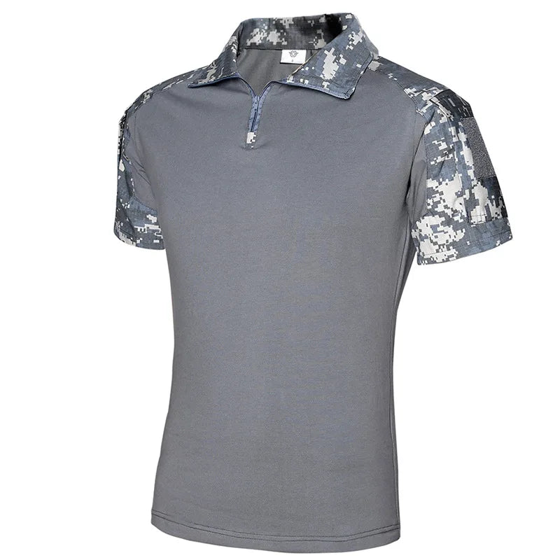 Camo Tactical Shirt Short Sleeve Quick Dry Combat T-Shirt Men's Camouflage Military Army T Shirt Outdoor Hunting Hiking Shirts