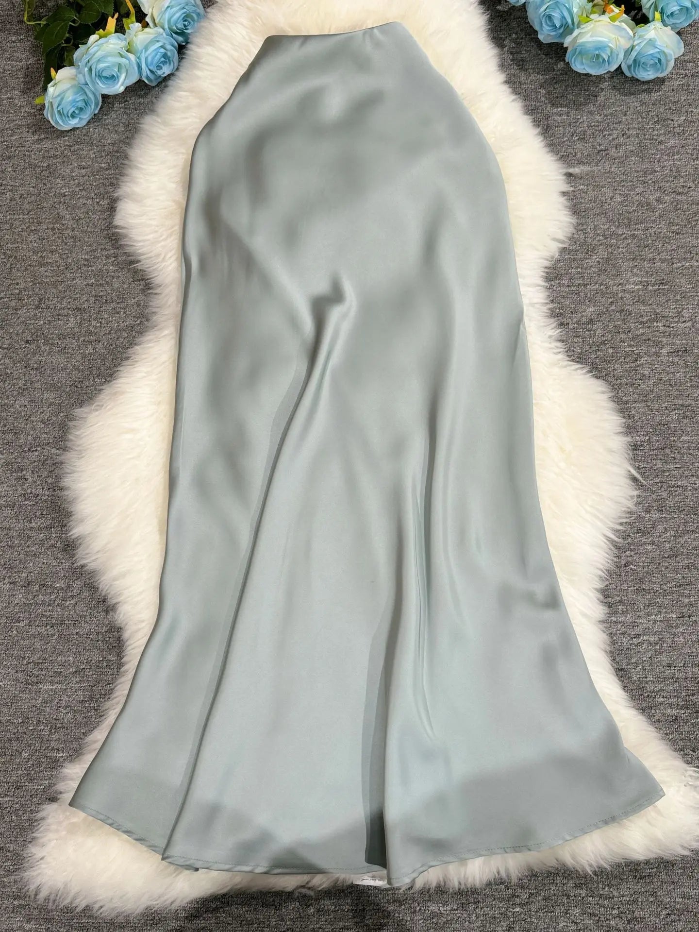 New In 2025 Women Spring Autumn Luxury Satin Long Skirts Female Elegant Office Lady High Waist Solid Color Faldas