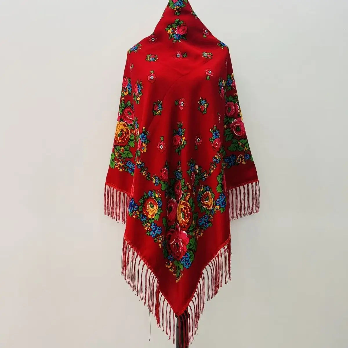 Russian Scarf for Women Square Handkerchief Floral Colorful Cotton Ethnic Girl's Head Wrap Lucky Party Daily Babushka Scarves
