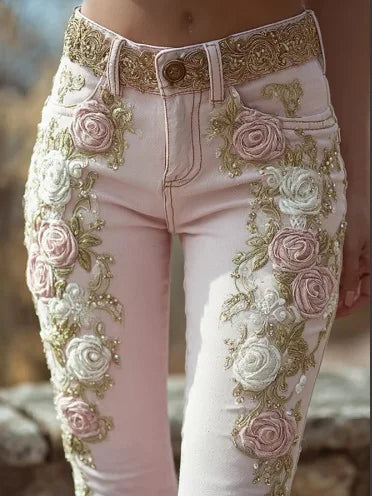 Fashion Floral Print Pants For Women Boho Holiday High Waist Long Pants Lady Casual Streetwear Clubwear Women's Clothing Spring