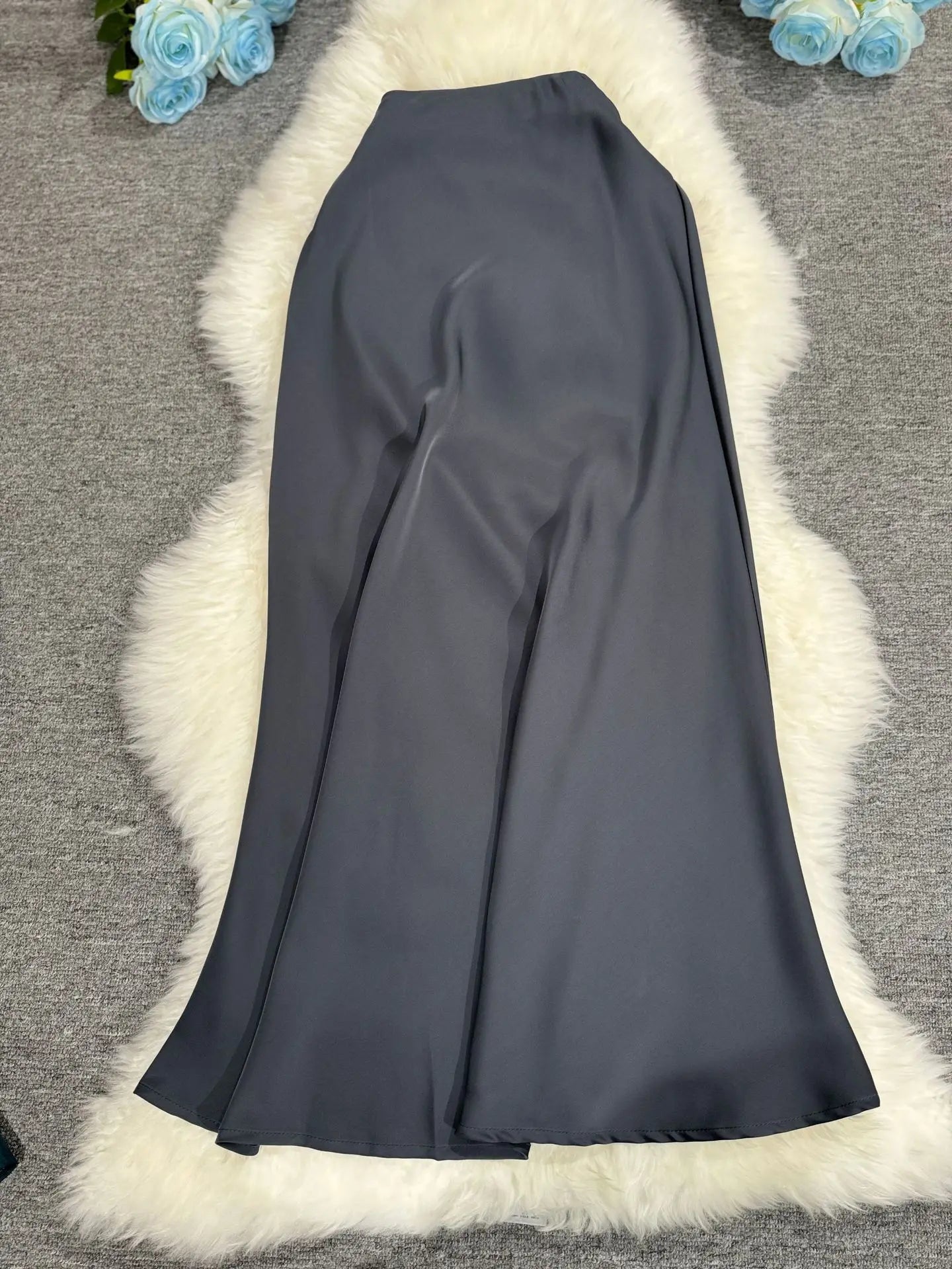 New In 2025 Women Spring Autumn Luxury Satin Long Skirts Female Elegant Office Lady High Waist Solid Color Faldas