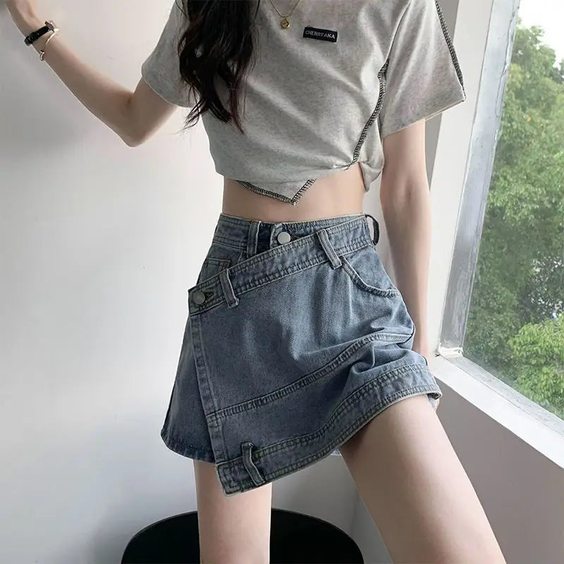 Jeans Skirts for Women High Waist Chorts Pants Woman Denim Skirt Sexy Coquette A Line Stylish Clothing Trend 2025 Aesthetic V