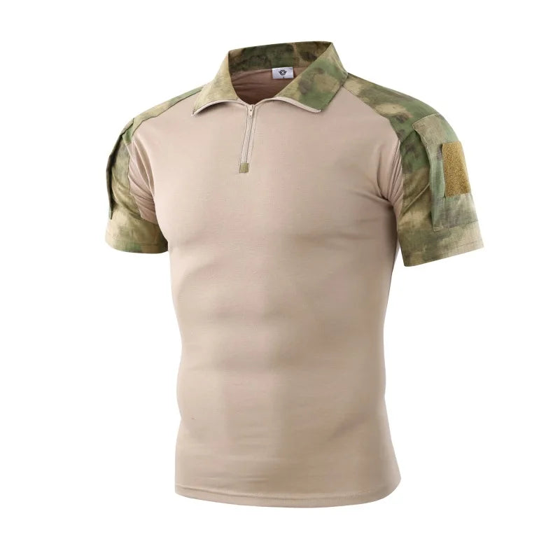 Camo Tactical Shirt Short Sleeve Quick Dry Combat T-Shirt Men's Camouflage Military Army T Shirt Outdoor Hunting Hiking Shirts