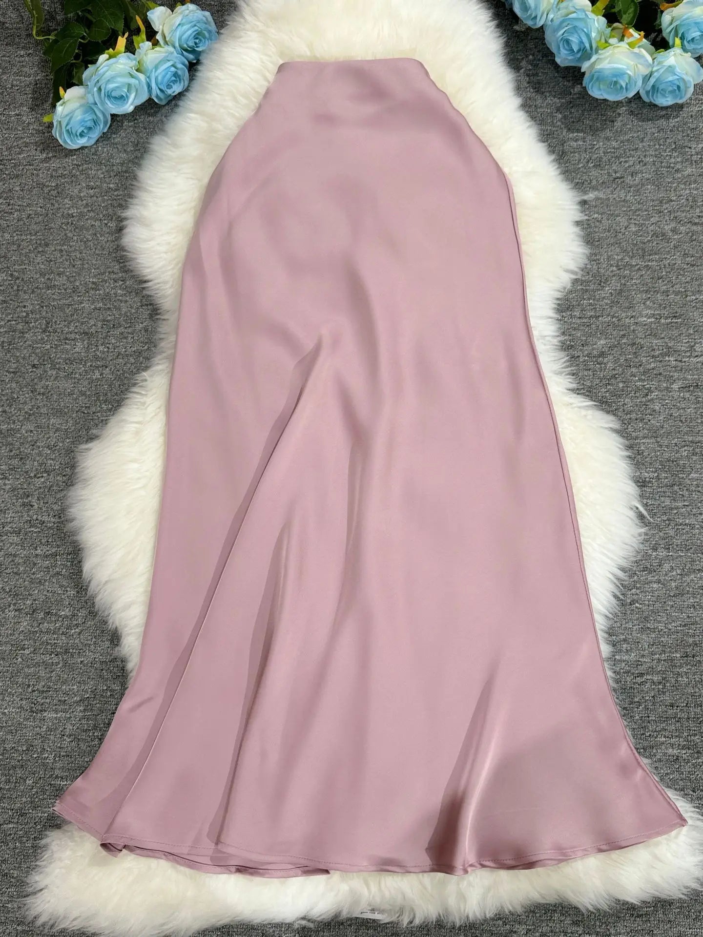 New In 2025 Women Spring Autumn Luxury Satin Long Skirts Female Elegant Office Lady High Waist Solid Color Faldas