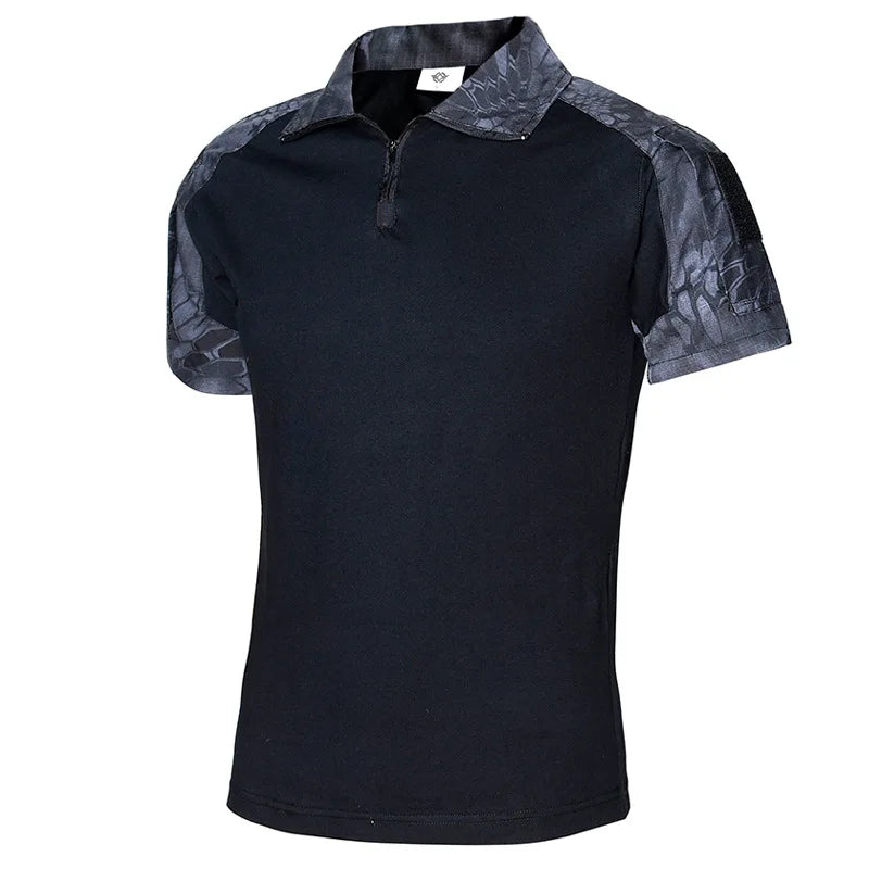 Camo Tactical Shirt Short Sleeve Quick Dry Combat T-Shirt Men's Camouflage Military Army T Shirt Outdoor Hunting Hiking Shirts