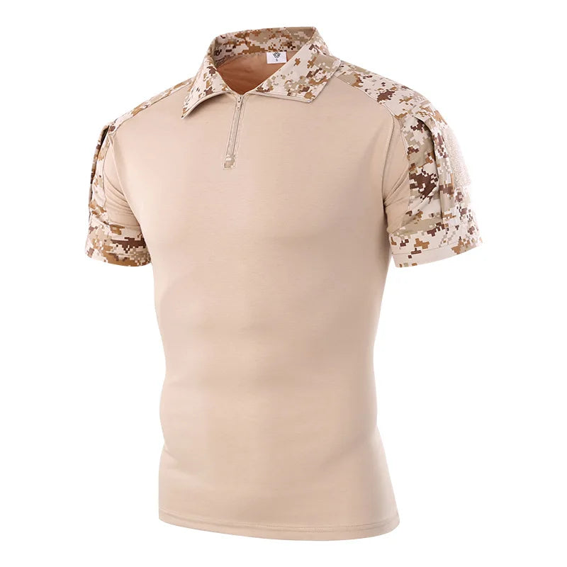 Camo Tactical Shirt Short Sleeve Quick Dry Combat T-Shirt Men's Camouflage Military Army T Shirt Outdoor Hunting Hiking Shirts