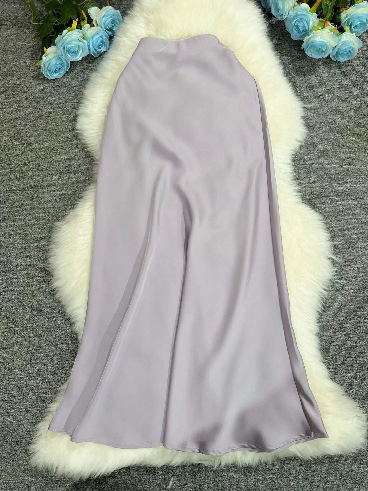 New In 2025 Women Spring Autumn Luxury Satin Long Skirts Female Elegant Office Lady High Waist Solid Color Faldas