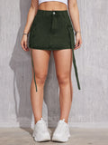 Denim Skirts for Women Distressed Washed Multiple Pockets Skinny Straight Above Knee Summer 2025 Female Streetwear Short Skirt