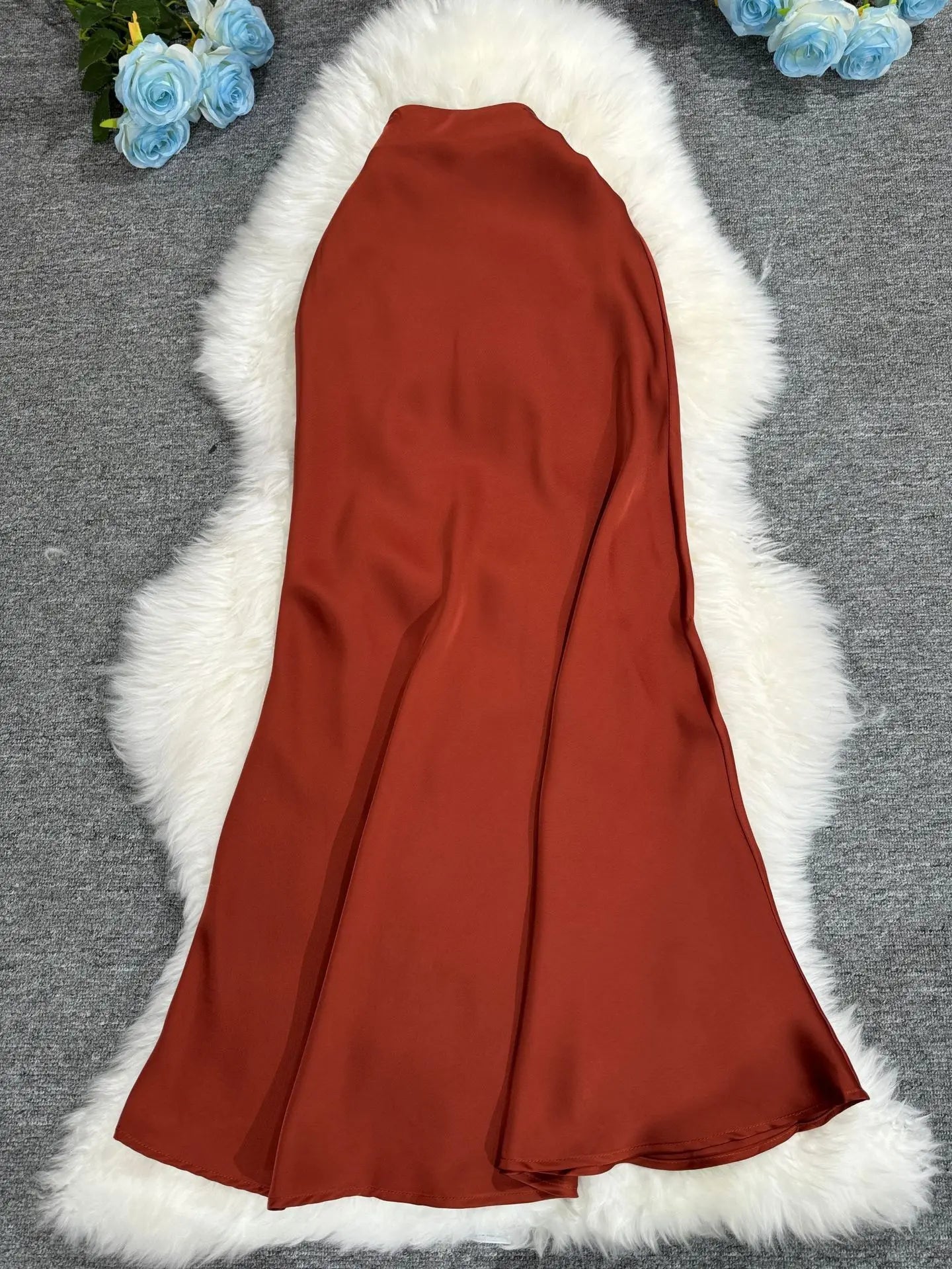 New In 2025 Women Spring Autumn Luxury Satin Long Skirts Female Elegant Office Lady High Waist Solid Color Faldas