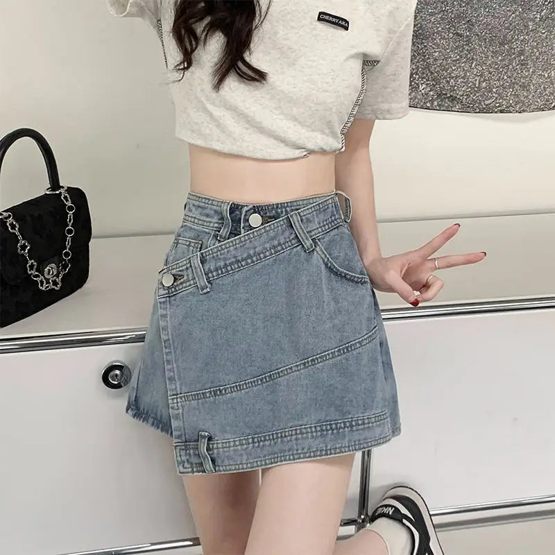 Jeans Skirts for Women High Waist Chorts Pants Woman Denim Skirt Sexy Coquette A Line Stylish Clothing Trend 2025 Aesthetic V