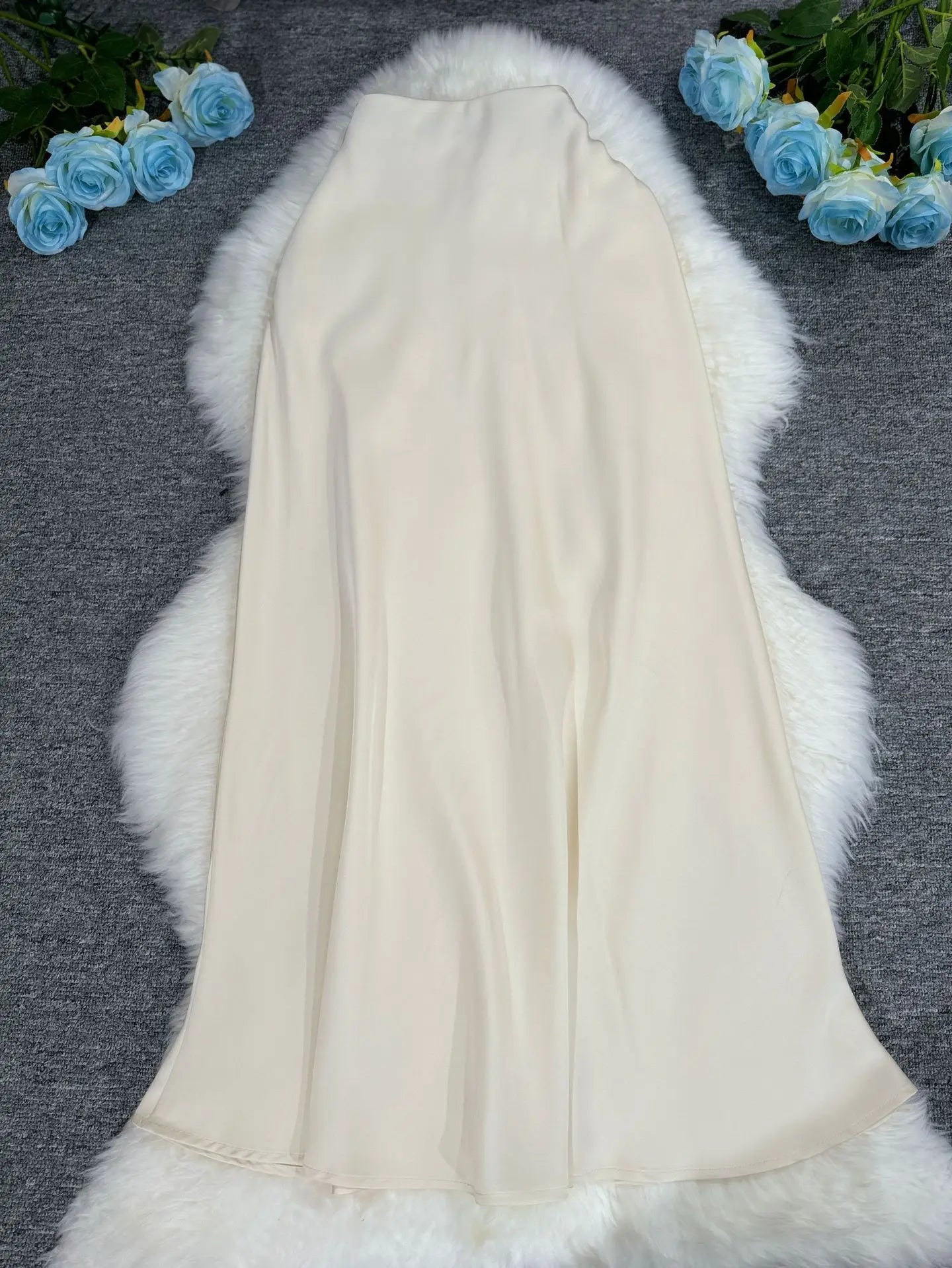New In 2025 Women Spring Autumn Luxury Satin Long Skirts Female Elegant Office Lady High Waist Solid Color Faldas